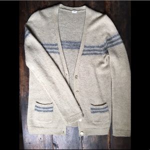 J. Crew Mohair Retro Stripe Cardigan beige & grey